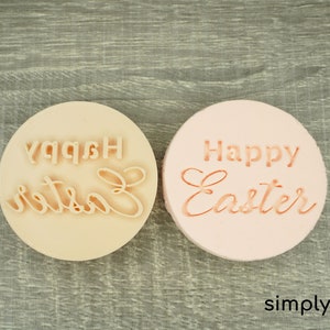 Happy Easter Cookie Cutter: 3D Printed Fondant Stamp