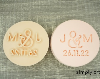 Custom Initial & Date Wedding Cookie Cutter | Fondant Stamp