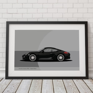 Porsche Cayman S poster (981) - Hand-Illustrated sports car poster - A3/A4 print