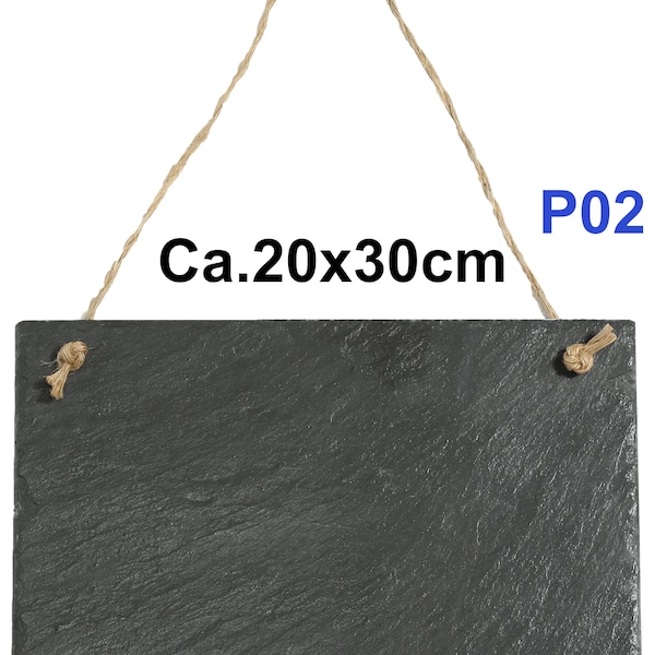 Memoboard Kreidetafel Schiefer zum Beschriften für Küche Garten mit Kordel zum Aufhängen Rechteckig