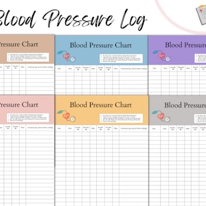 Blood Pressure Log | Daily Blood Pressure Tracker | Hypertension Blood Pressure Monitoring Charts | Low Blood Pressure Template
