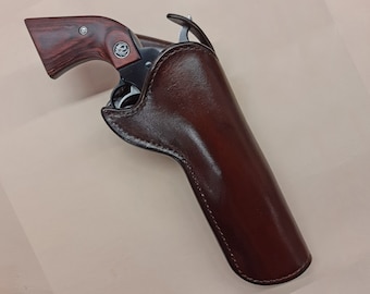 Kabura skórzana na zamówienie do rewolweru jednostrzałowego RUGER VAQUERO, lufa i styl Blackhawk (wykonane na zamówienie)
