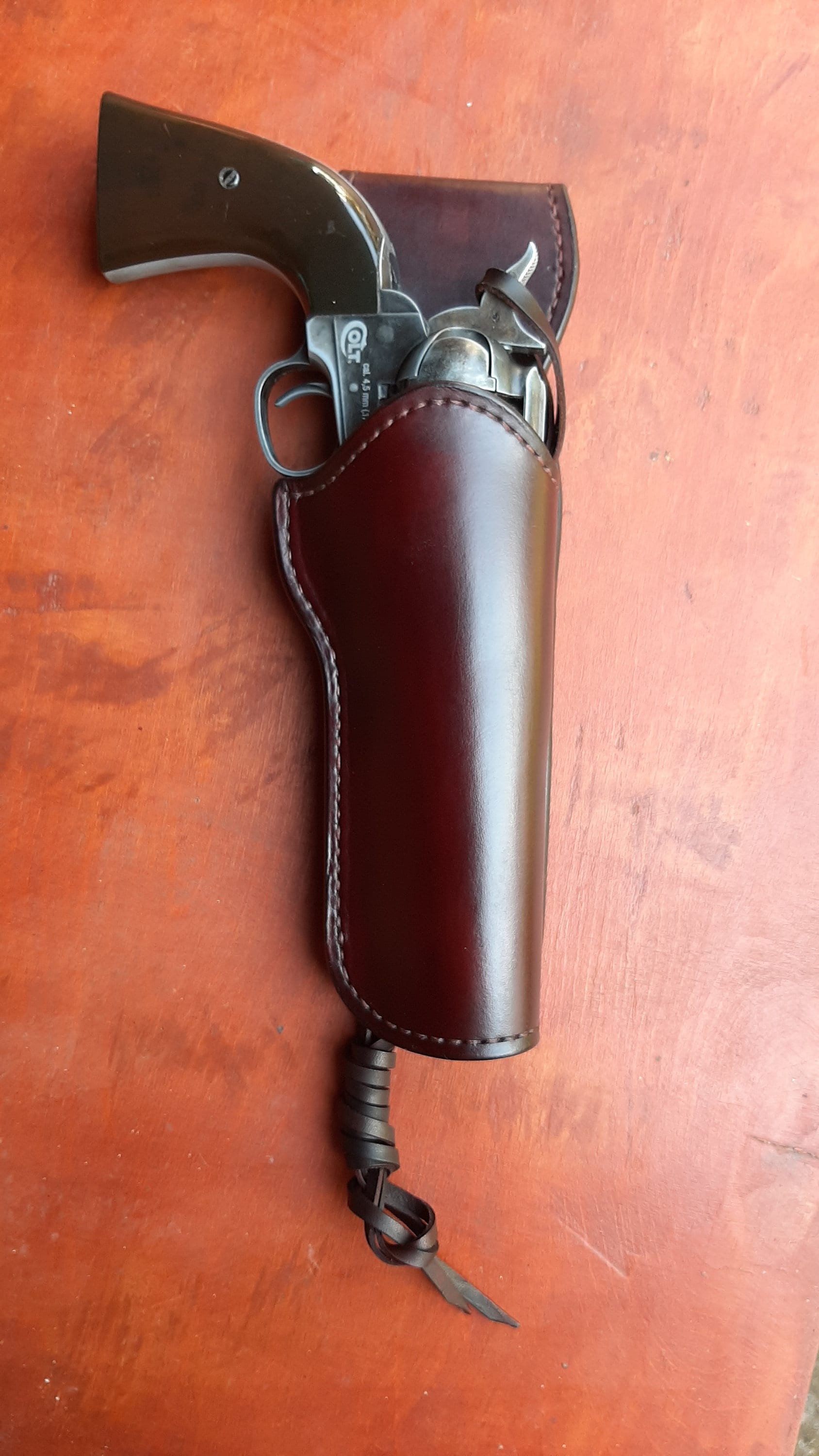 leather holster for single action revolvers Colt SAA clones, custom barrel Fast Draw  (Made to order)