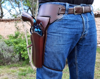 leather holster for single action revolvers Colt SAA clones, custom barrel Fast Draw  (Made to order)