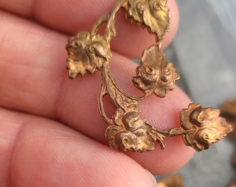 Miriam Haskell Vine Stamping with leaves  ~ 3 finishes ~ silver, OX silver, copper ~ Miriam Haskell Vintage New Old Stock ~ sold per piece