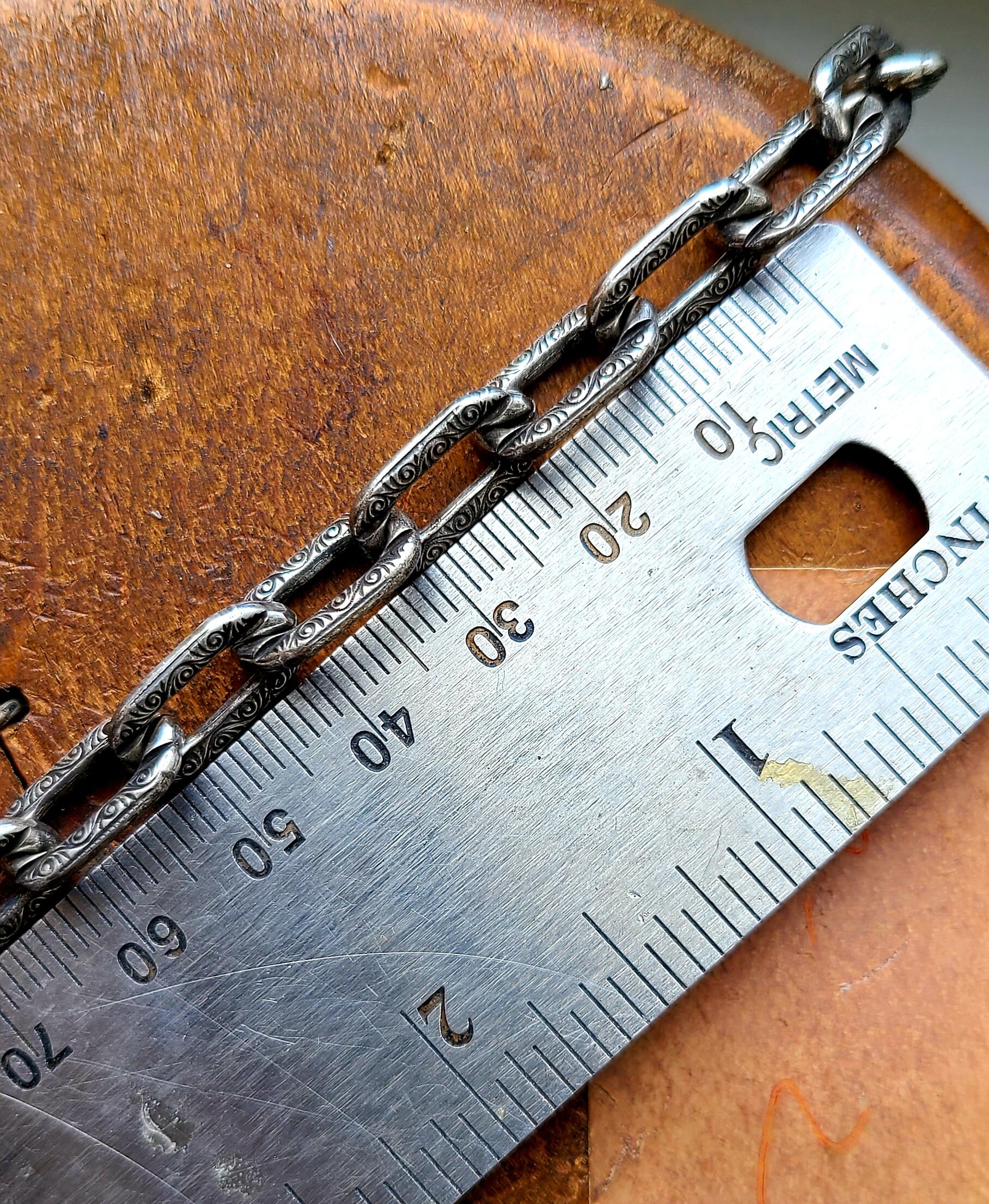 Beautifully Patterned Anchor Style Chain silver Metal Linked Etsy