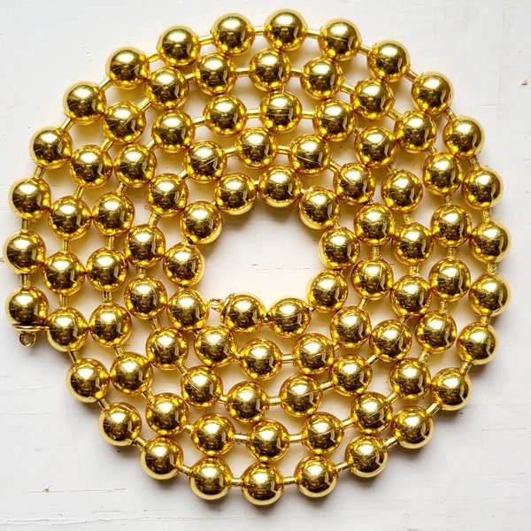 Extra large 8mm or 9.5mm- Bright Brass Ball Chain Necklace - Metal Bead - Men's Women's Unisex - Ready for clasp - Loop Ends - 3 lengths