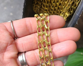 Vintage 1980's Merlite (M) Designer Flat Chain Textured Gold