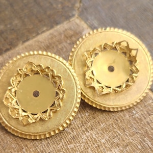 Some Work Required, Miriam Haskell Pair of Gold Plate Pierced Earring ~ Unsigned Haskell 1960s ~ Earring ~  restoration cabochon earring
