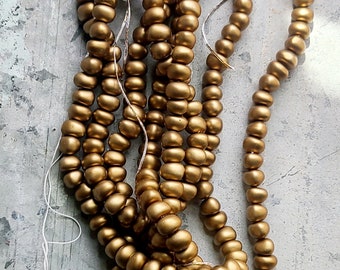 Vintage Japanese Glass Pearl Baroque Pebbles, Golden Pearl, Gold Pearl, Whole strand, 16" 82 beads ~ Miriam Haskell Supplier