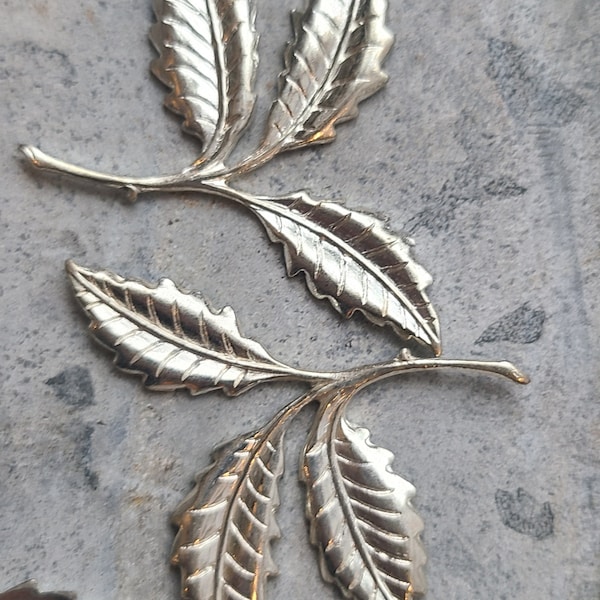 Holly Leaf Stamping from Miriam Haskell ~ Miriam Haskell Dead Stock ~ silver or silver OX Leaves ~ Detailed leaf ~bendable pre~production