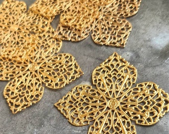 Miriam Haskell Brass Filigree Flower, Dead Stock Finding (53mm)