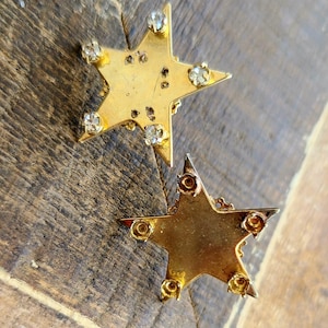 Some Work Required, Miriam Haskell Pair of Goldplate STAR Pierced Earring ~Vintage RARE Star Miriam Haskell, Restoration ~ RGP