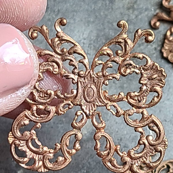 Vintage Filigree Butterfly ~ Vintage Miriam Haskell Butterfly Filigree, Jewelry Findings, Copper, Unsigned filigree, Haskell Filigree
