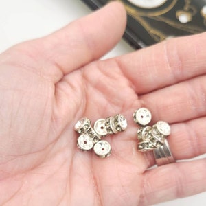 20 Vintage Swarovski Rhinestone Rondelles ~ silvertone rhondelle ~ Black Diamond 5mm, 7mm VF130 image 3