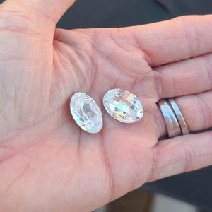 Swarovski 4140, 18mm x 13mm, Oval Crystal, Clear, gold foiled back; NIB; Vintage 1980s, Spezial, SUPER sparkle, 2 pieces, made in Austria