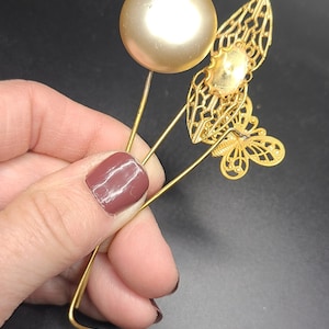 Antique Miriam Haskell Unsigned Stick Pin/Hat Pin Collection for Restoration or Repair ~ Gold plated filigree and Glass Pearl ~ dead stock