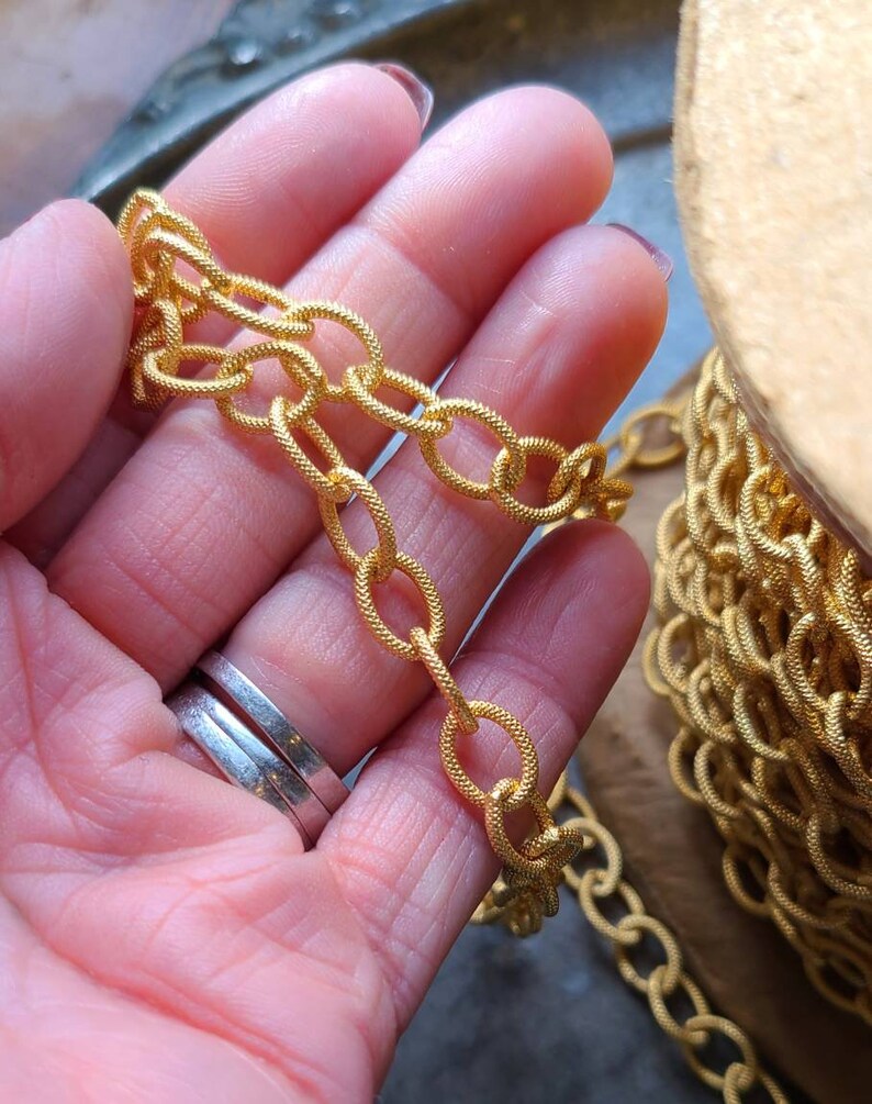 Vintage Gold Plate Cable Chain Textured Chain Gold Plated Etsy