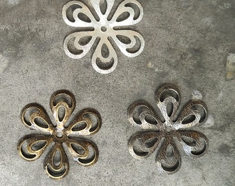 Vintage Flower Stamping ~ Pair Vintage Flower Charm ~ Three finishes ~ Brass Stamping, brass  Brass Flowers ~ Metal Stamped Flowers ~ 2 pcs