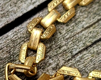 Delicate Vintage Etched Brass Book Chain ~ stunning new dead stock ~ Vintage Book Chain Modern Look ~ solid brass with folded connections