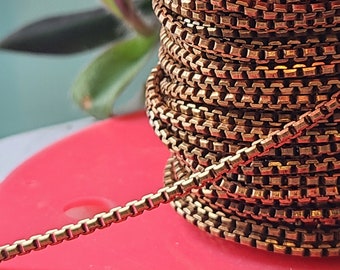 RESTOCKED! Vintage Box Chain ~ Solid Brass Small Chain ~ Unique Brass Box Chain - Minimalist style chain ~ sold by the foot