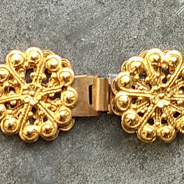 Vintage Signed Miriam Haskell Goldplated Filigree front and Brass Base Clasp ~ filigree Clasp ~restoration or repair of necklace or bracelet