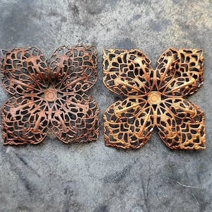 RESTOCKED Large Vintage Flower Shaped Fancy Filigree ~ stamped Filigree Pin- Stamped Miriam Haskell - Old Dead Stock - 45mm - Miriam Haskell