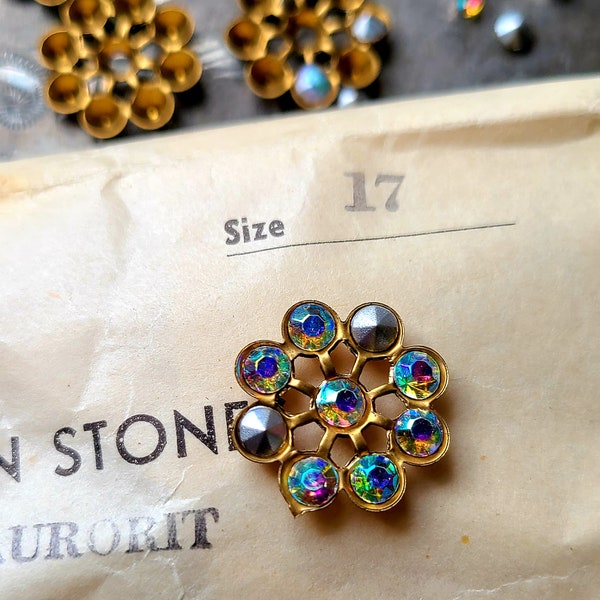 12  24  36 Vintage Preciosa Bohemia Chatonfoils AB ss 17 and ss 19 clear - Czechoslovakian rhinestones - Vintage Preciosa Rhinstone