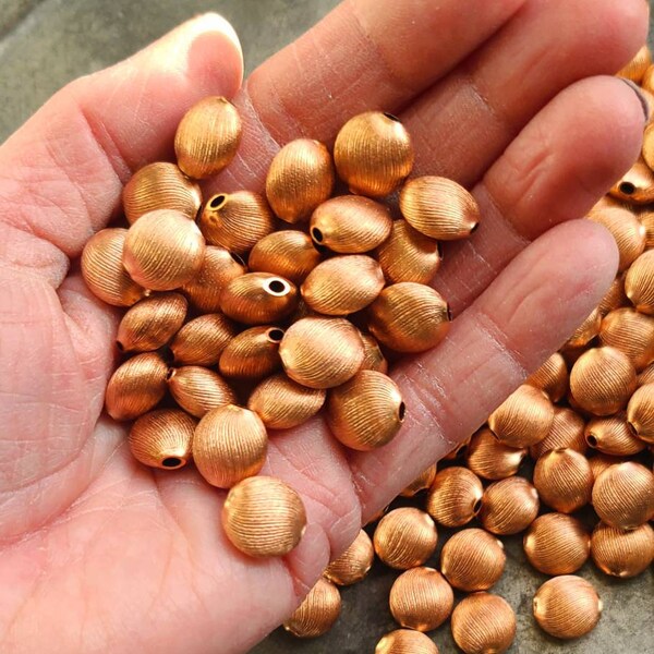 15mm Miriam Haskell Solid Copper Textured Bead ~ bright warm copper swirl textured bead ~ 10 beads