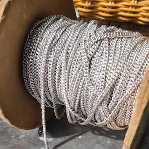 Vintage Brass Rhodium Plated Curb Chain ~ Brass Rhodium Plated 3.4mm Curb Chain