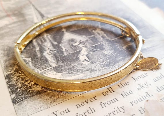 Signed Vintage Etched Miriam Haskell Gold Plated … - image 2