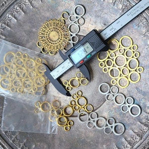 Miriam Haskell RARE Vintage Custom gold plated brass Multi-circular Pendant, Connectors, Mid-Century Modern Design ~ Haskell Jewels Line