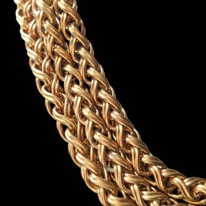 Vintage Gold Braided Wheat  Chain ~ Thick 1/2&quot; Goldplated Brass chain. Uncirculated Monet Wheat Chain ~ Heavy ~ not soldered