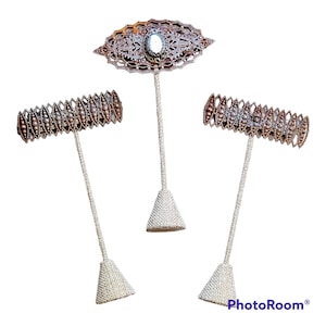 Vintage Rustic Shabby Chic Jewelry Display Stands ~ Earring Display Stands ~ Vintage filigree metals ~ buy separately or as a set