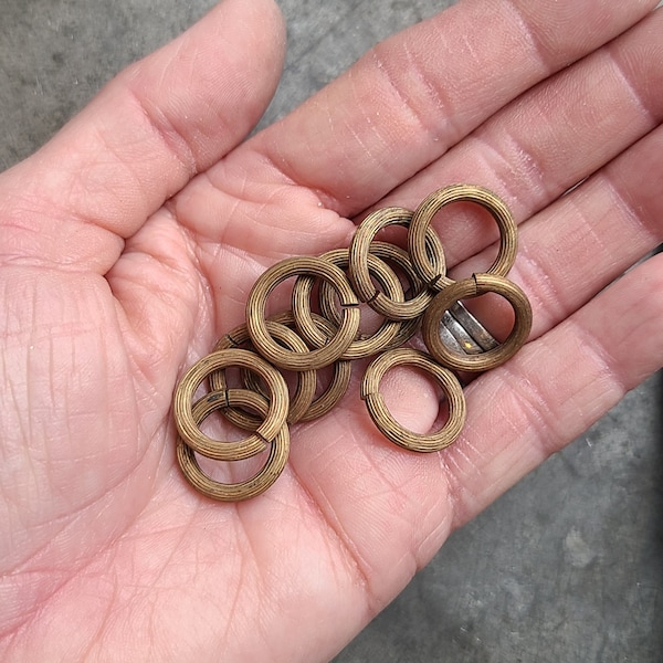 10 Raw Brass or Copper Miriam Haskell Ring ~ Connector ~Unsoldered 16mm Jump Ring ~ small connector ring purse jewelry ~ altered art supply