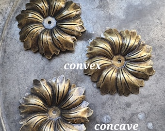 Brass Floral Stamping ~ Vintage Flower ~ Large Brass Component ~ enameled Brass Stamping, Brass ~ large Brass Flower, 4 options