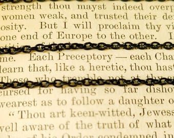 LOWER PRICE! Delicate Vintage MATTE Black Chain - Fine Link Cable Chain - Dark Matte Black Loose Unfinished Chain for Jewelry 18" per order