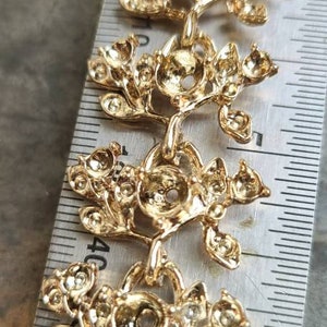 Crystal Rhinestone Gold Bangle Bracelet – Leaf Design – Bridal Jewelry Gift