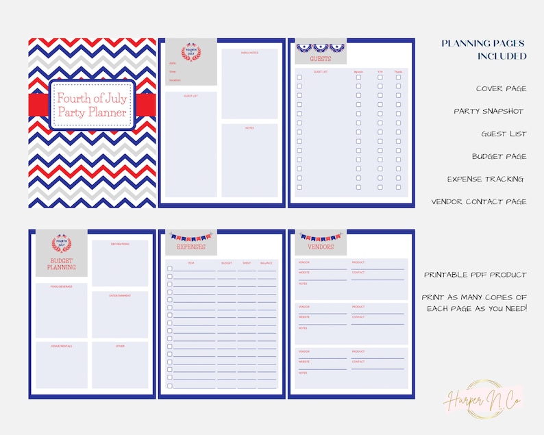 Printable 4th of July Planner Printable Planner Fourth of - Etsy