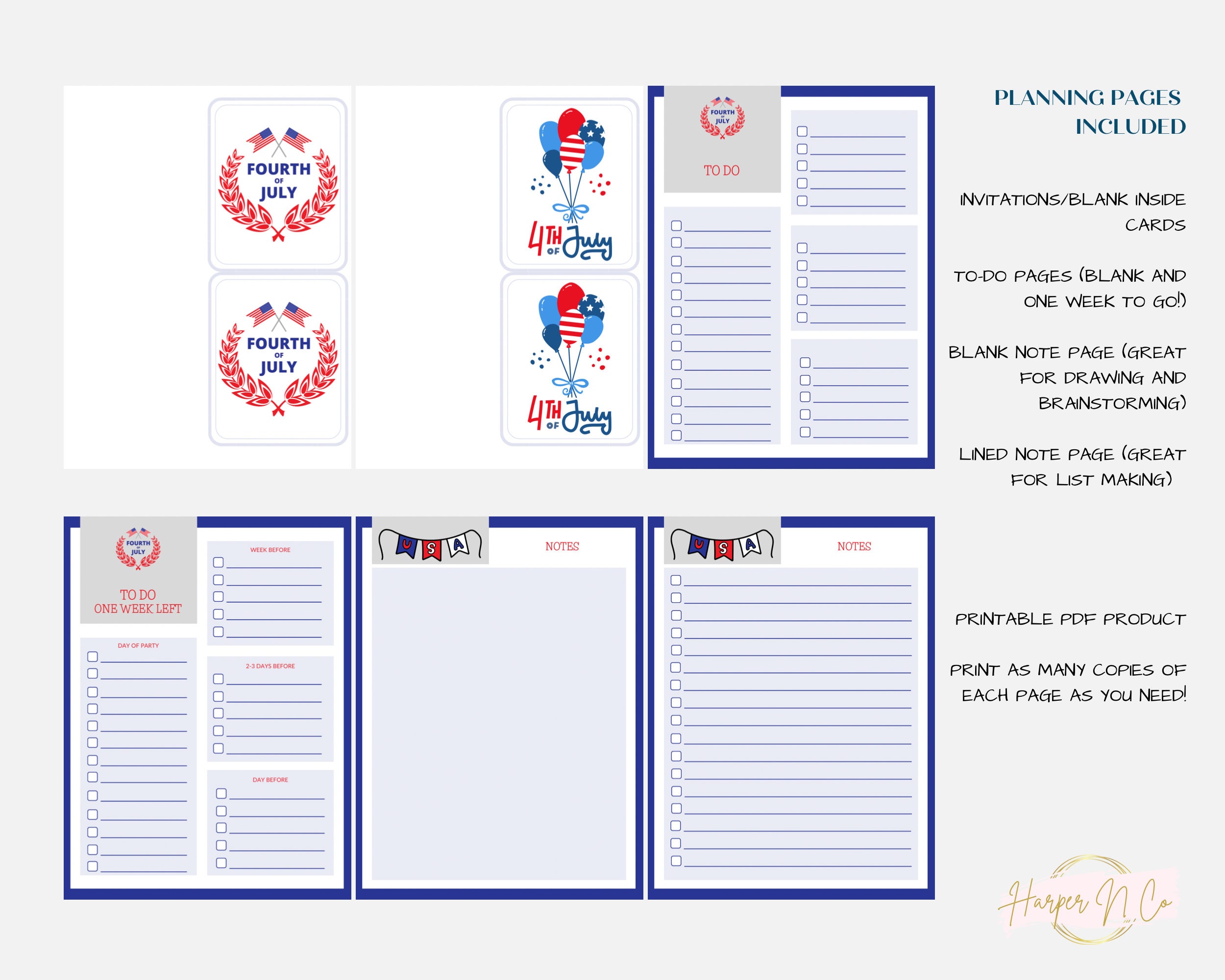 Printable 4th of July Planner Printable Planner Fourth of - Etsy