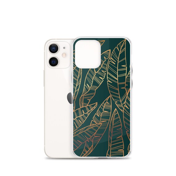 Tropical Leaf iPhone Case, Glam Modern Design, Green and Gold iPhone Case,  Minimalist iPhone Case, 