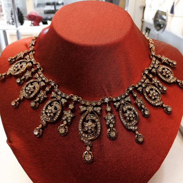 Turkish Jewelry Handmade Ottoman Style Hurrem Sultan's Necklace With Rhinestones