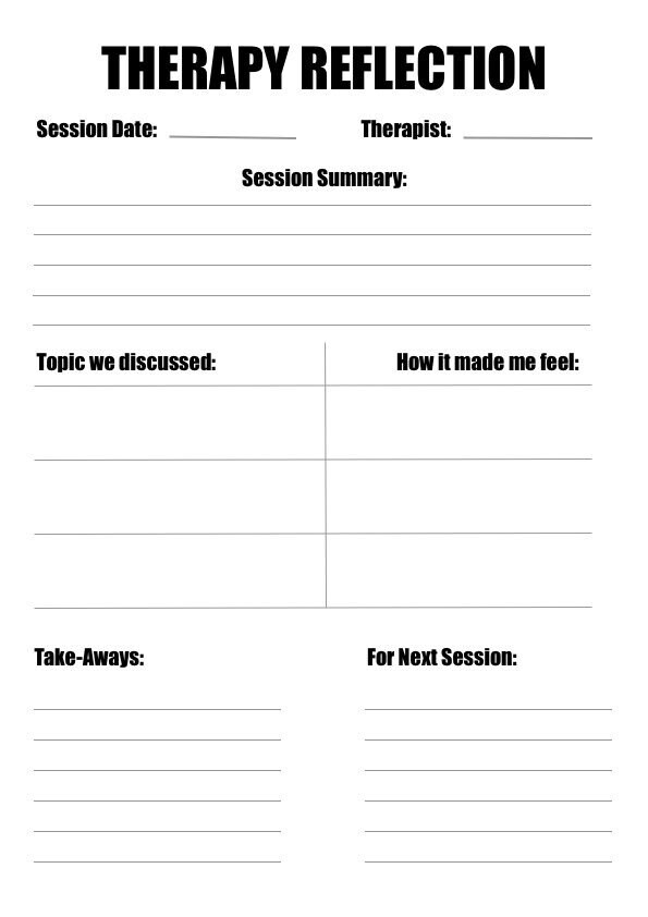 Digital Therapy Reflection Worksheet Mental Health Journal - Etsy