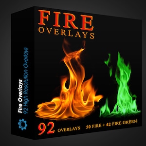 92 Fire overlays, Realistic fire, fire green