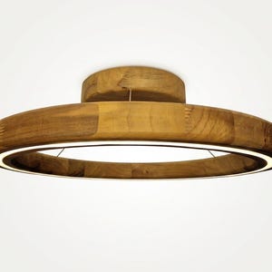 Ivylux Handcrafted Walnut Wooden LED Ceiling Flush Mount Lamp with Dimmable Warm Light