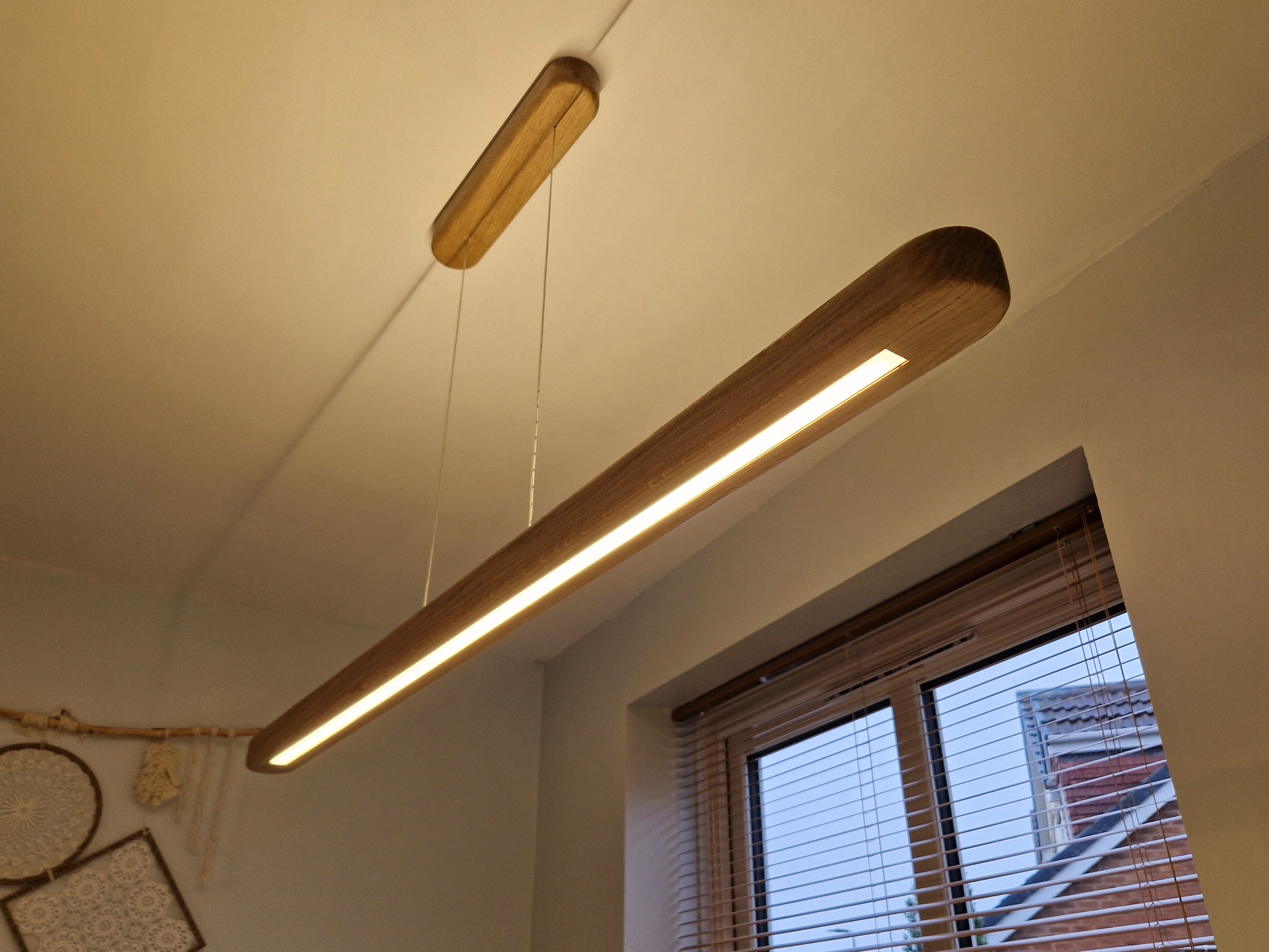 Linear timber pendant light deals
