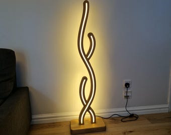 Oak Wooden Floor LED Lamp | Modern Minimalist Standing Lamp | Scandinavian Corner Light | Handmade Lighting