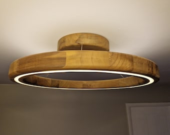 Ivylux Handcrafted Walnut Wooden LED Ceiling Lamp with Dimmable Warm Light