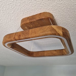 Ivylux Handcrafted Oak Wooden LED Ceiling Square Lamp with Dimmable Warm Light