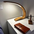 Oak Wood LED Desk Lamp: Modern Touch Control Bedside Reading Light